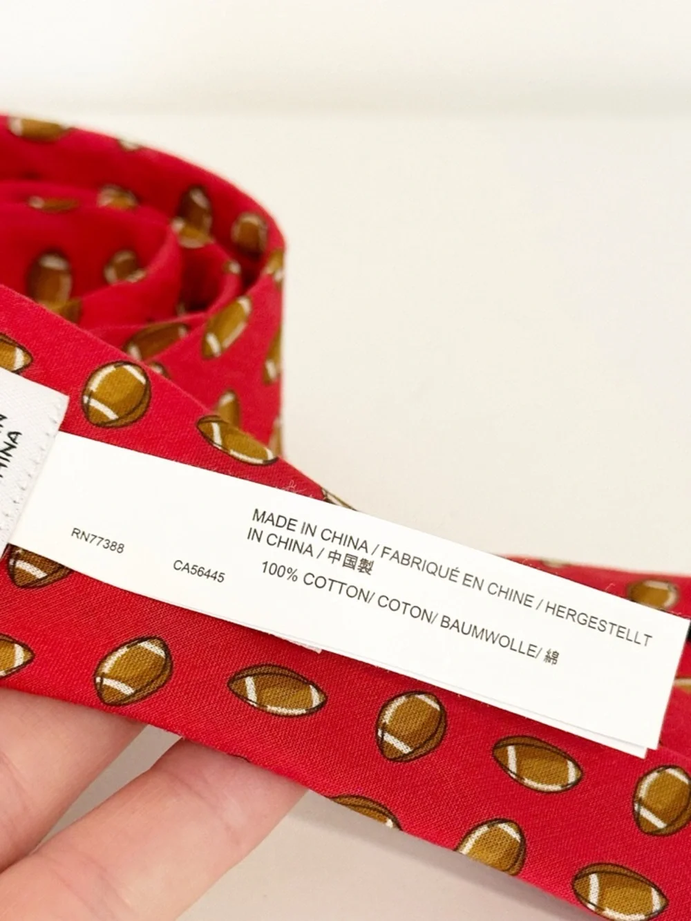 Crewcuts by J. Crew Boys Red Football Print Cotton Necktie - 42